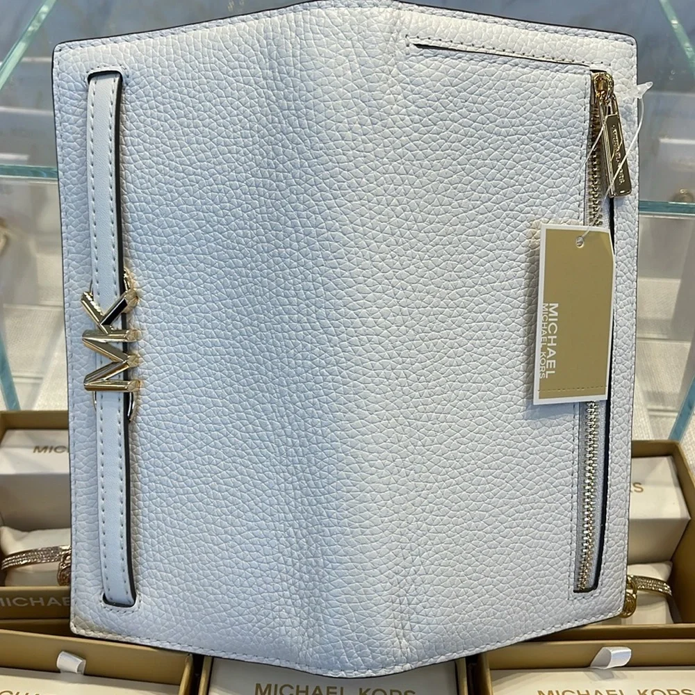 Michael Kors Reed Lg Bifold Pebbled Leather Snap Wallet Card Case Optic White